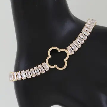 Crystal Beaded Open Clover Bracelet