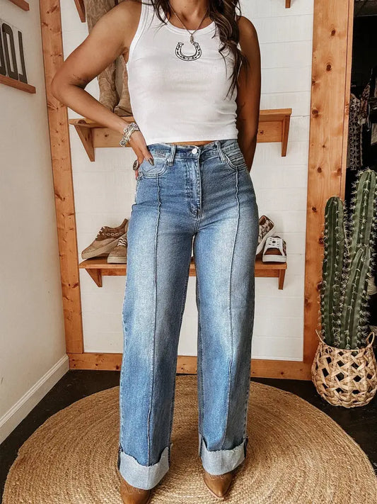 Blue Jeans with Front Leg Seam