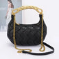 Braided Metal Handle Crossbody Bag