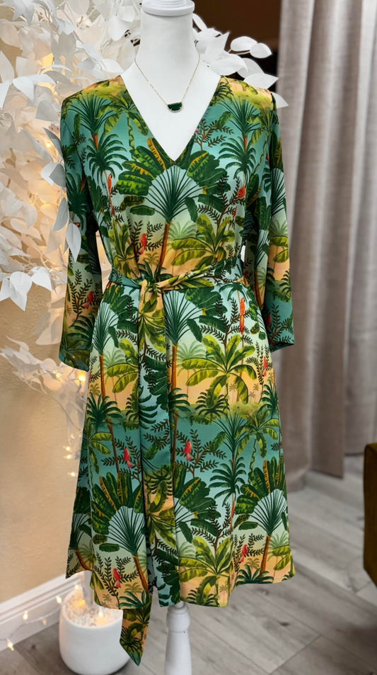Tropical Print A-line Dress