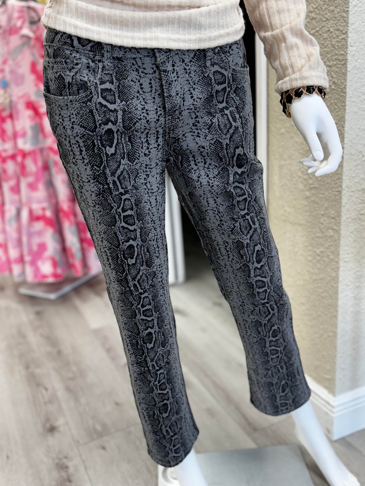 Earl Designer Snakeskin Print Jeans