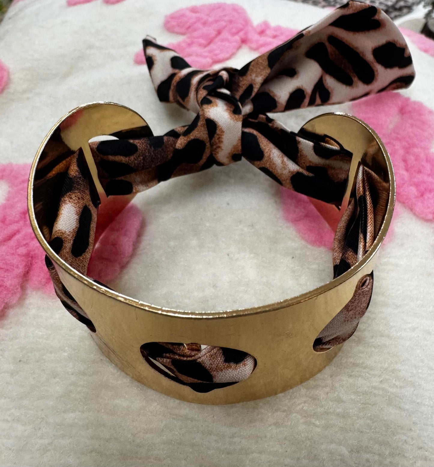 Leopard scarf cuff bracelet