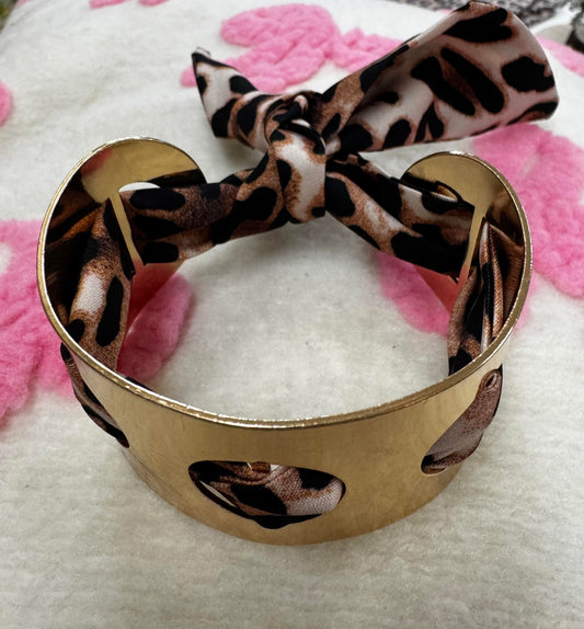 Leopard scarf cuff bracelet